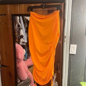Orange strapless dress